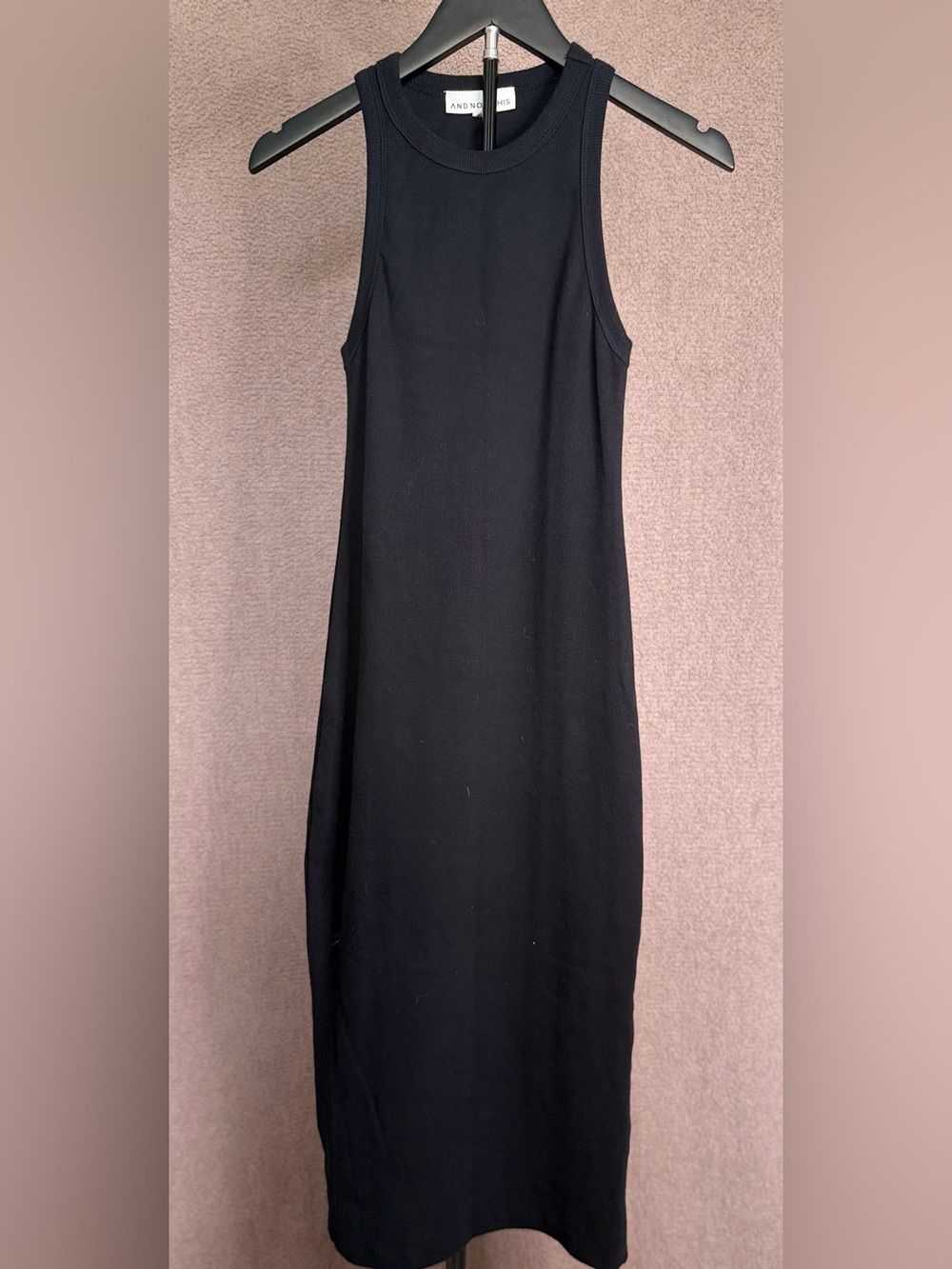 And Now This Black Ribbed Maxi Dress Sleeveless Racerback Minimalist